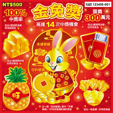 112年熱賣中刮刮樂-線上&台彩最新刮刮樂資訊,購買就送紅包168 8 112年刮刮樂-金兔獎
